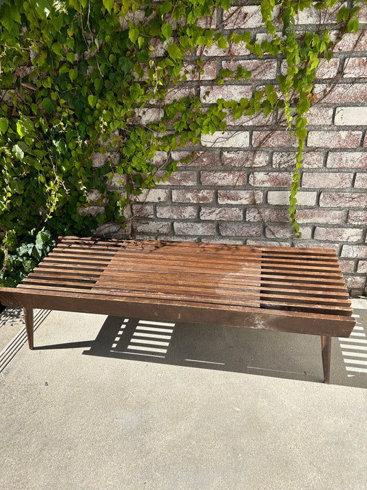 Vintage MCM expendable slat bench