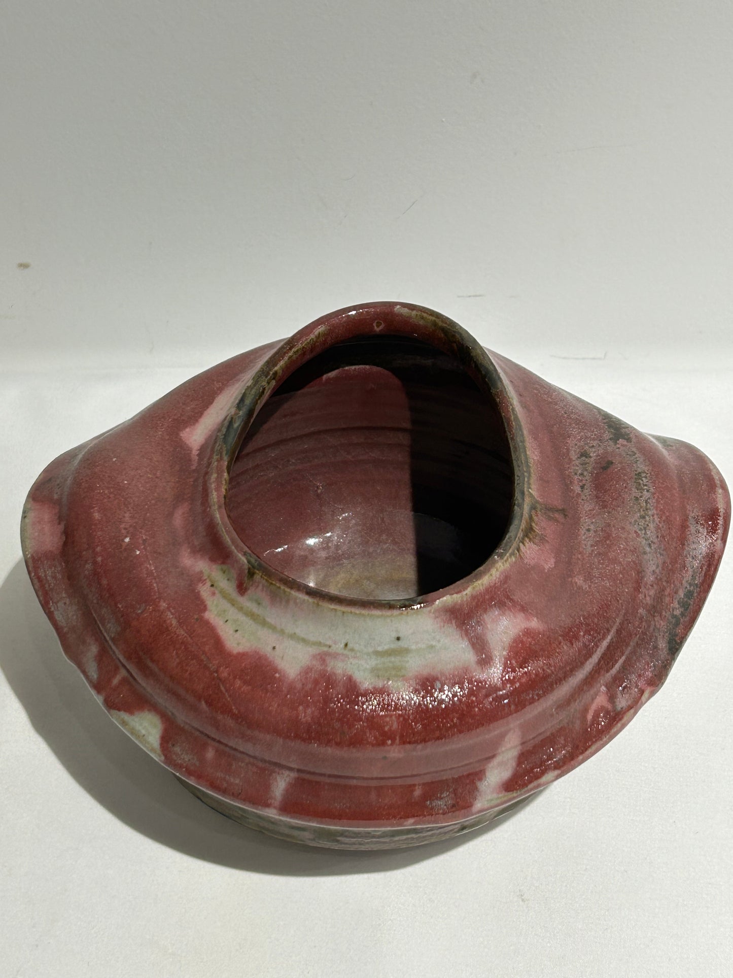 Vintage wavy ceramic vessel signed