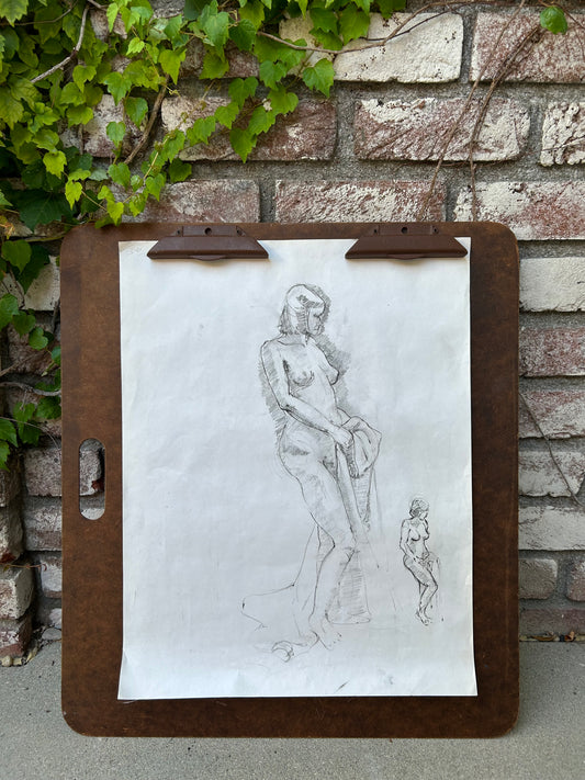 Vintage nude female clipboard sketch BOWERS