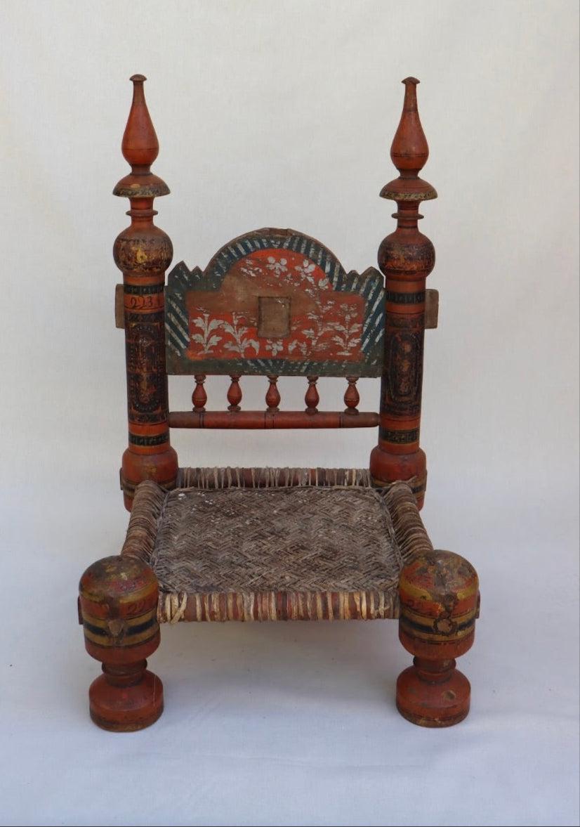 Vintage hand painted tribal chair