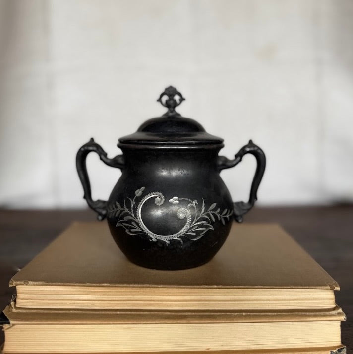 Vintage silver plate two-handled teapot