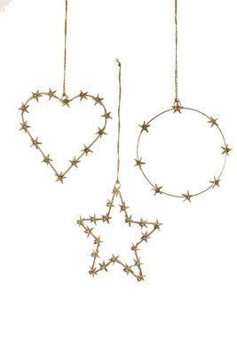 Asst star studded hanging ornament