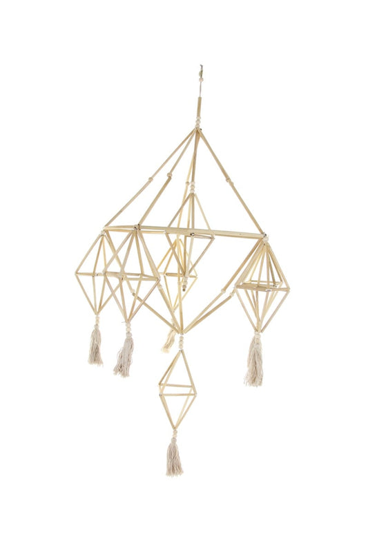 STRAW CHANDELIER BROWN TASSEL