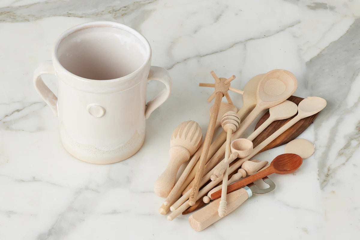 Small Handthrown Crock and Utensil Set