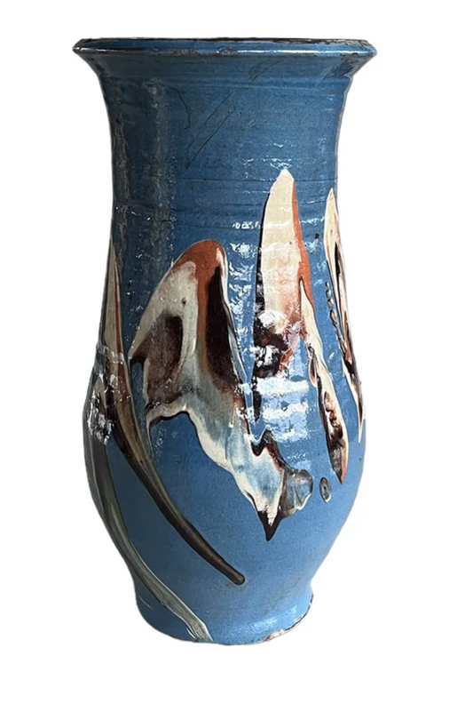 Cottage Crafted Vase, Marbleized Blue