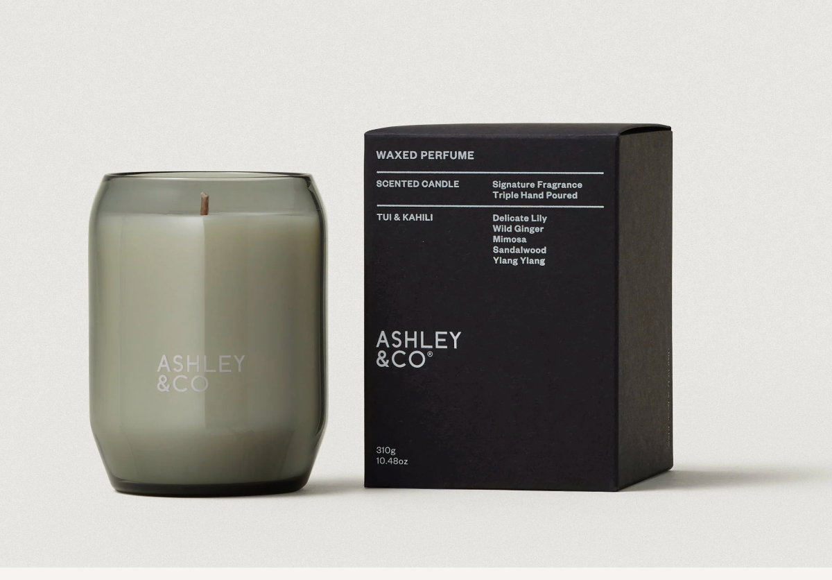 Waxed Perfume Tui & Kahili Candle