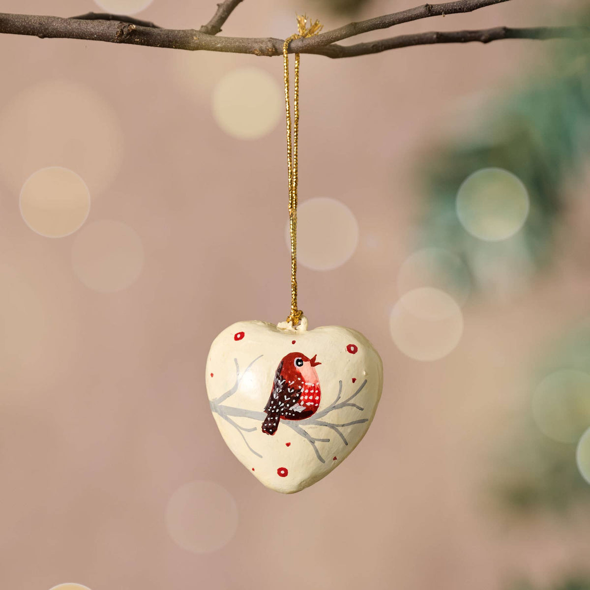 Gayan Lovebird Paper Mache Ornament