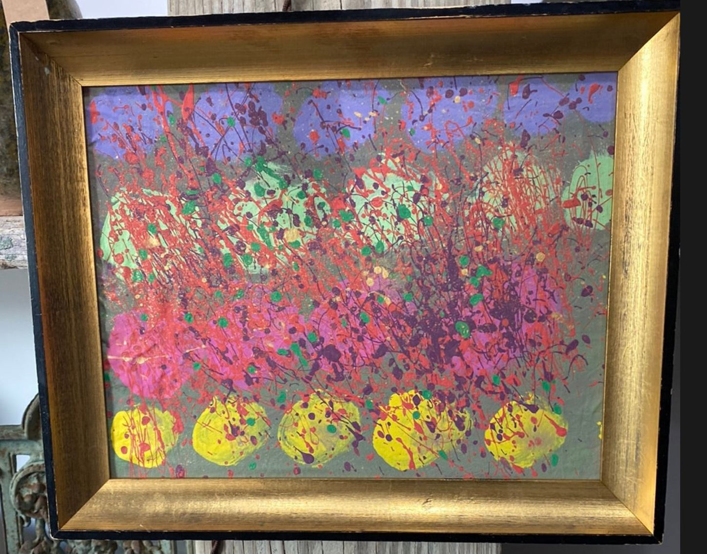 Abstract art gold frame