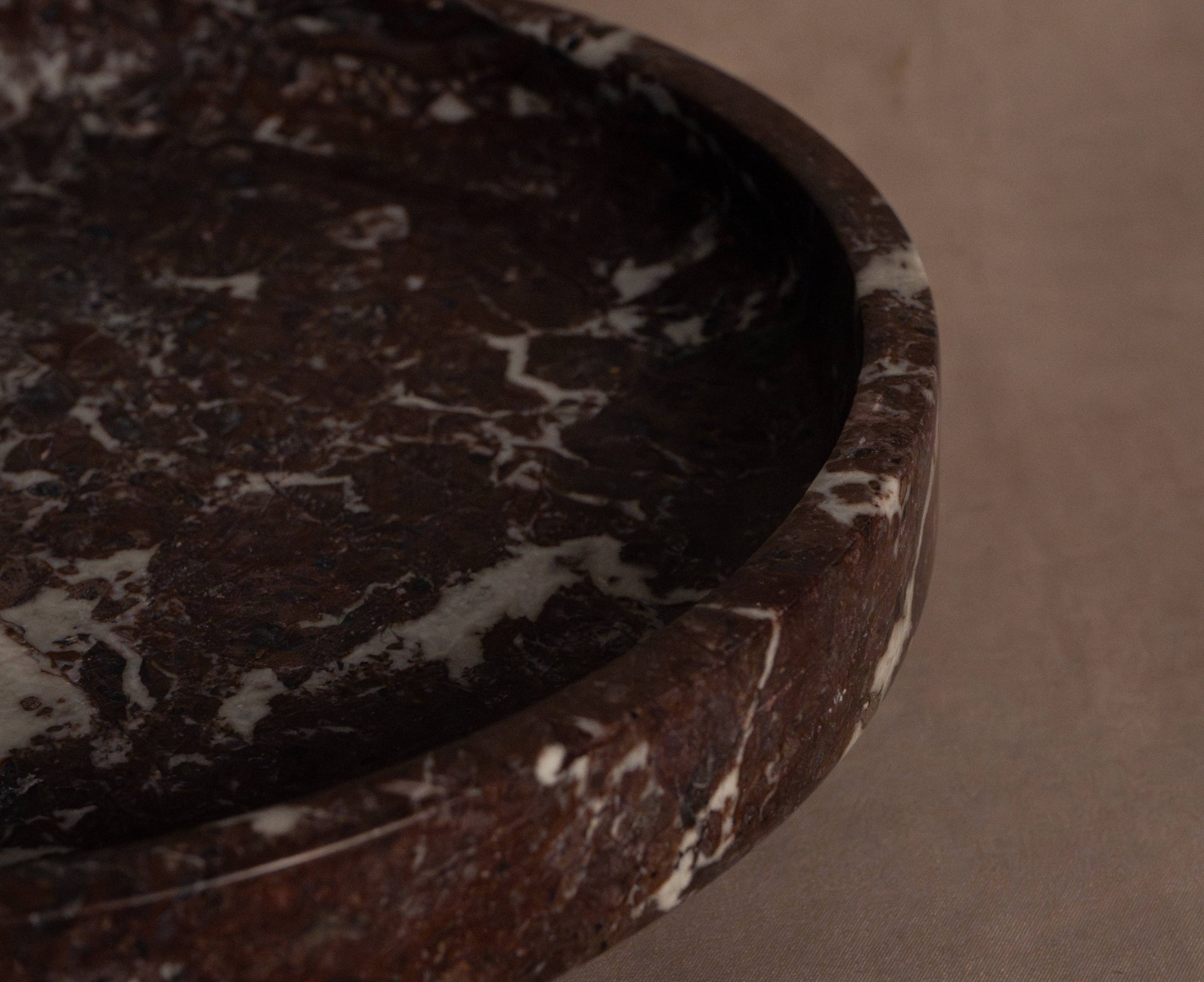 Raised Pedestal Fruit Dish - Red Zebra Marble