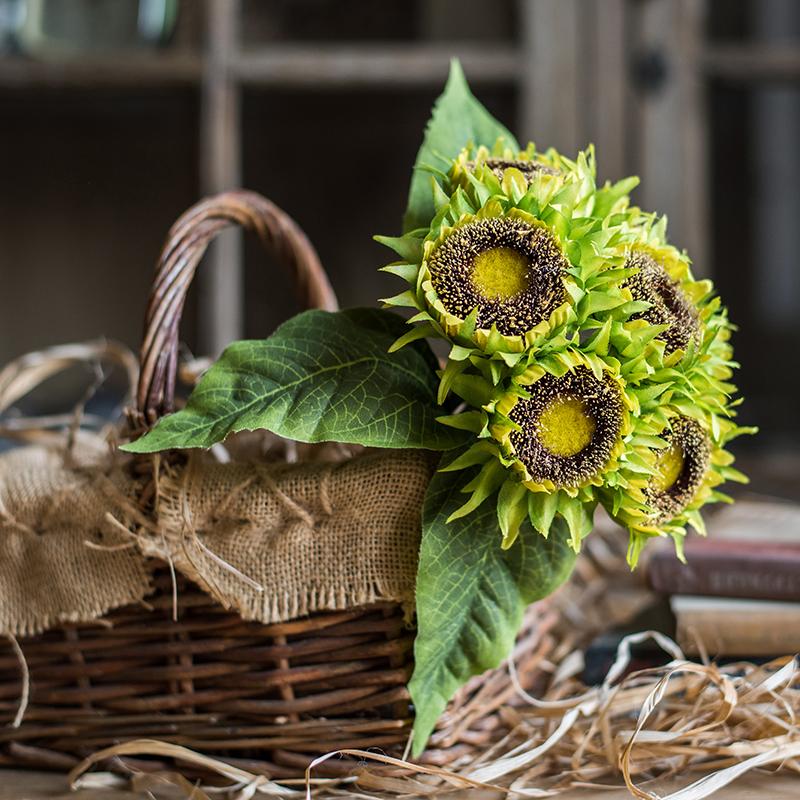 Artificial Silk Yellow Sunflower Bouquet 13" Tall