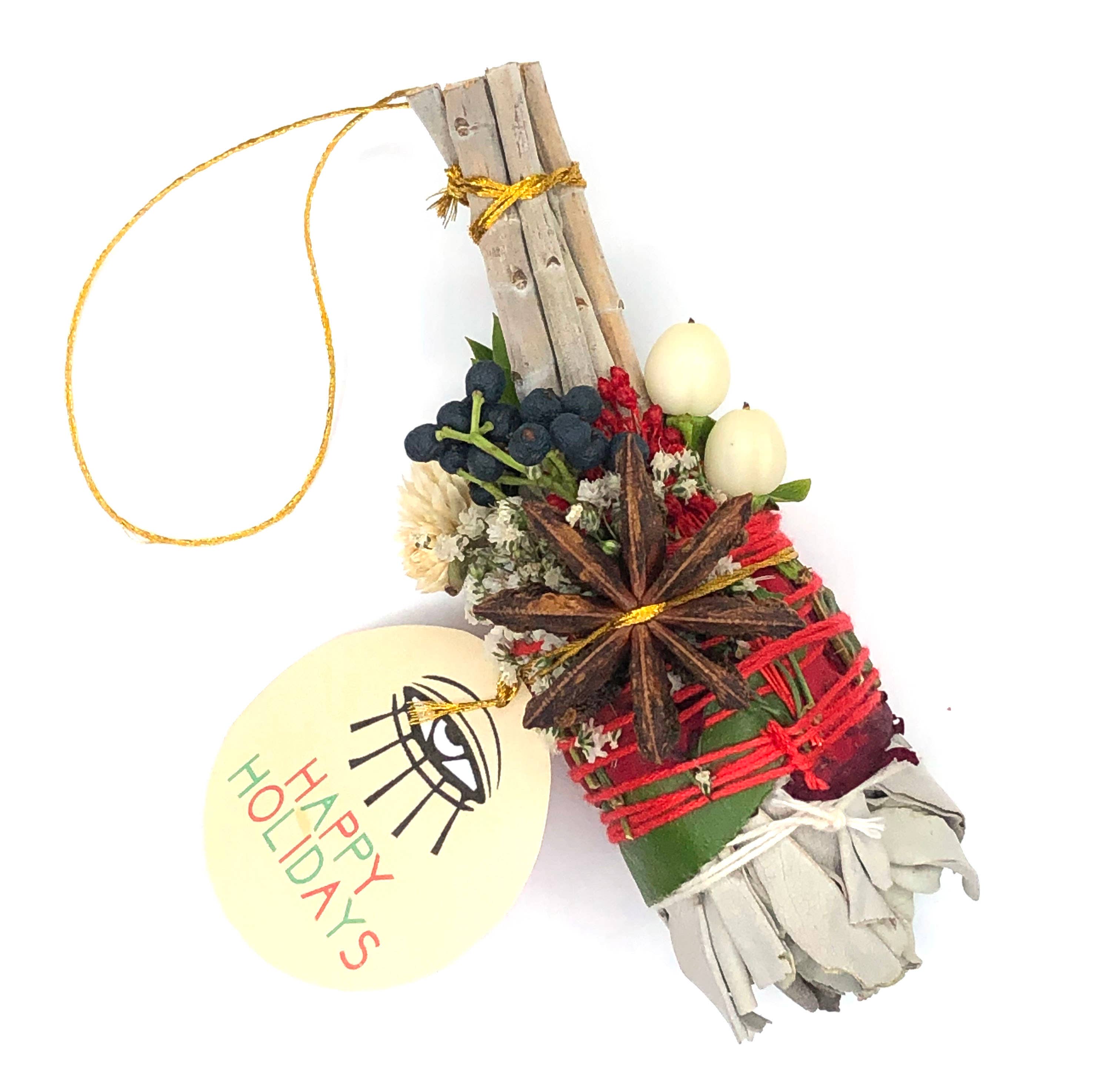 ‘HAPPY HOLIDAYS’ - SAGE TORCH ORNAMENT