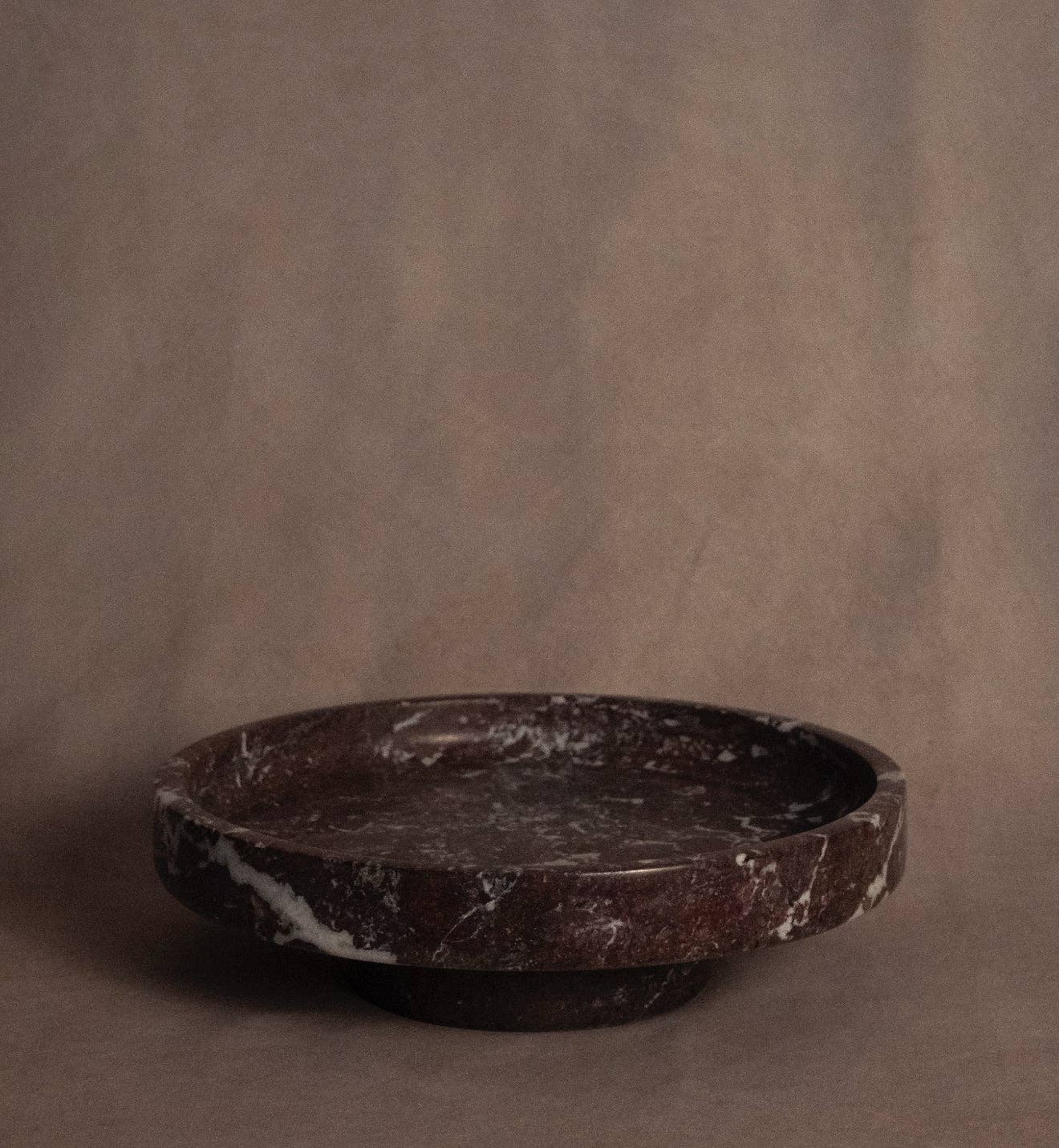 Raised Pedestal Fruit Dish - Red Zebra Marble
