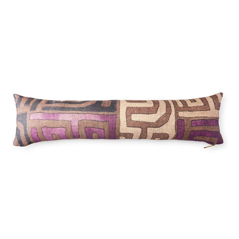 Plum Patchwork Kuba Cloth Pillow