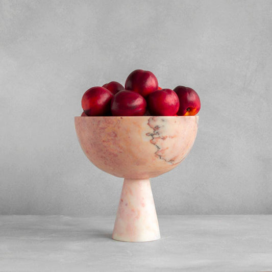 Pink Marble Pedestal Bowl L