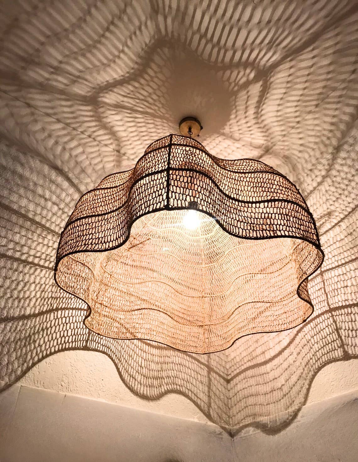 New Style Wave Chandelier, Natural Wicker Chandelier, : 50 cm