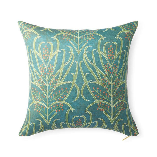 Teal Vines Suzani Pillow: 26" W X 26" H