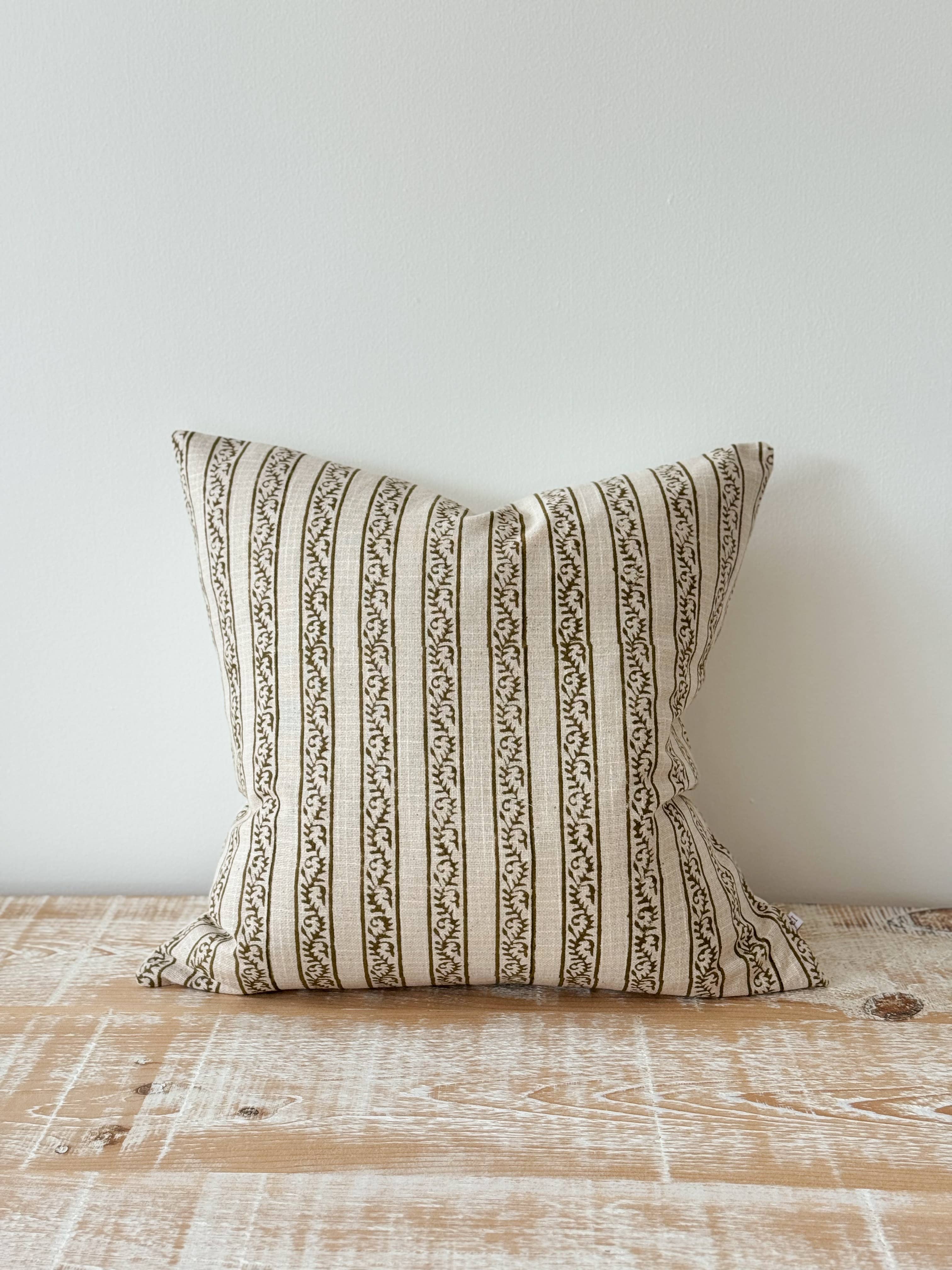 Ivy Olive Stripe Print Pillow 18 x 18
