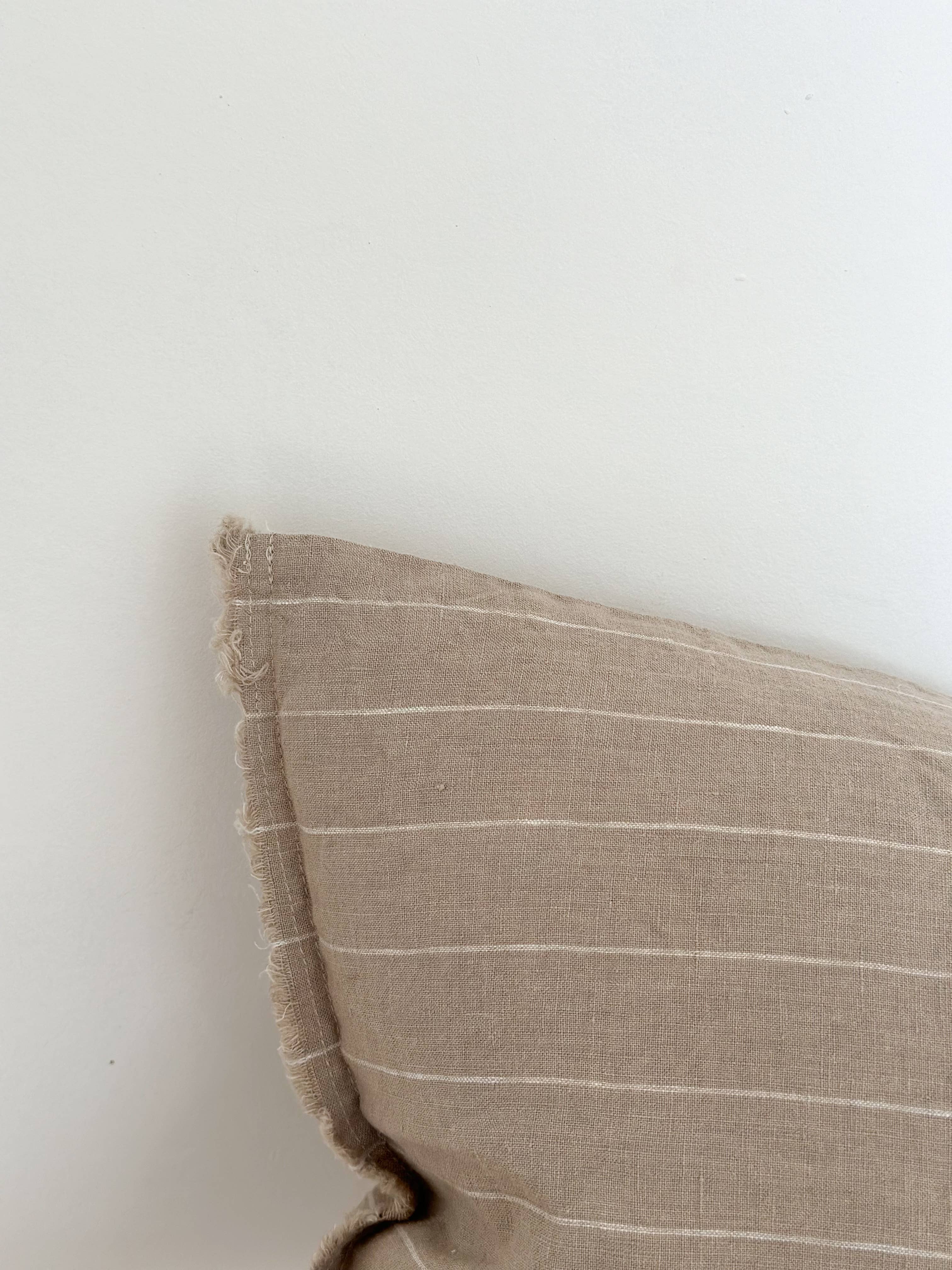 Esmee Linen Pillow 20 x 12 - Beige Stripe