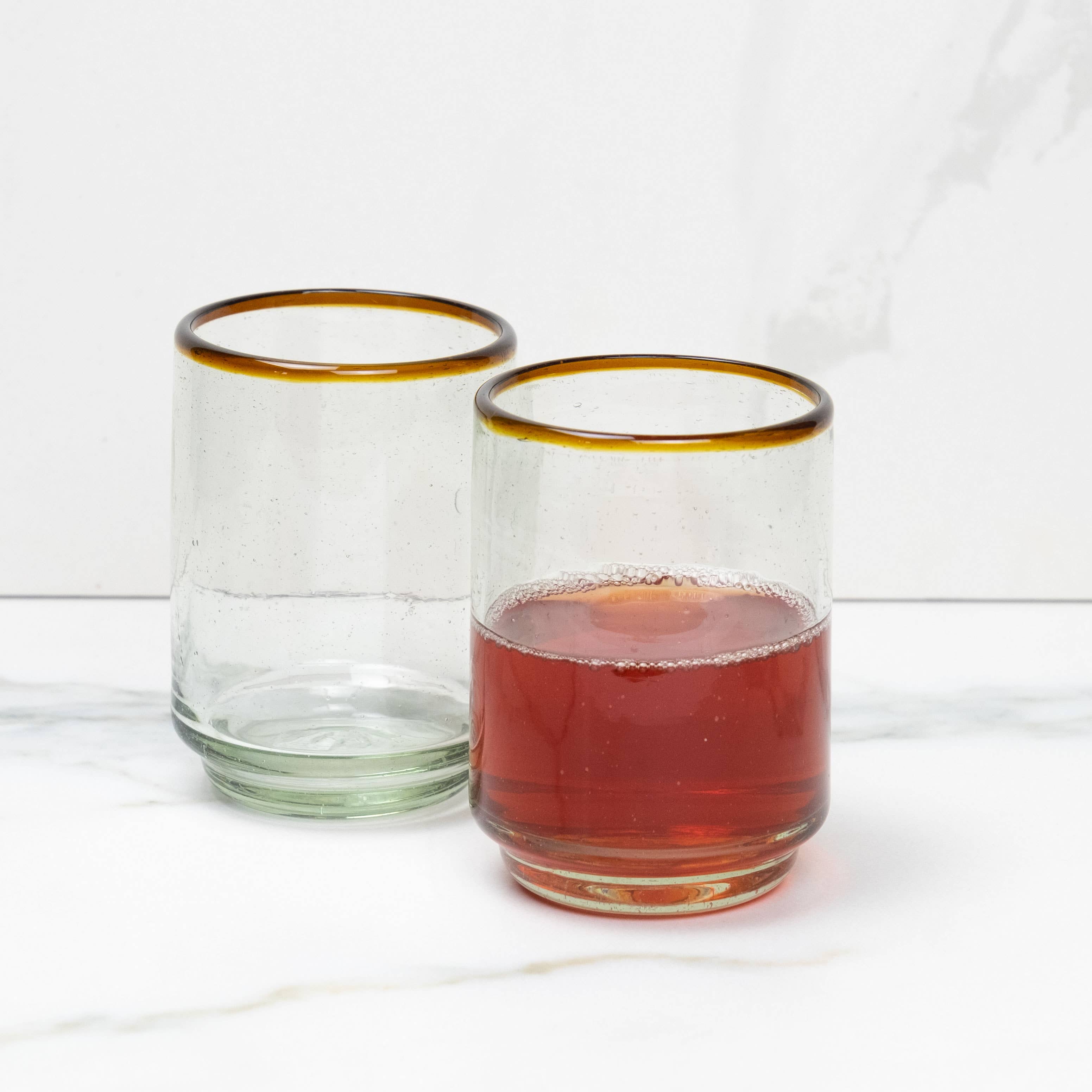 Med Amber Rim Stacking Glass