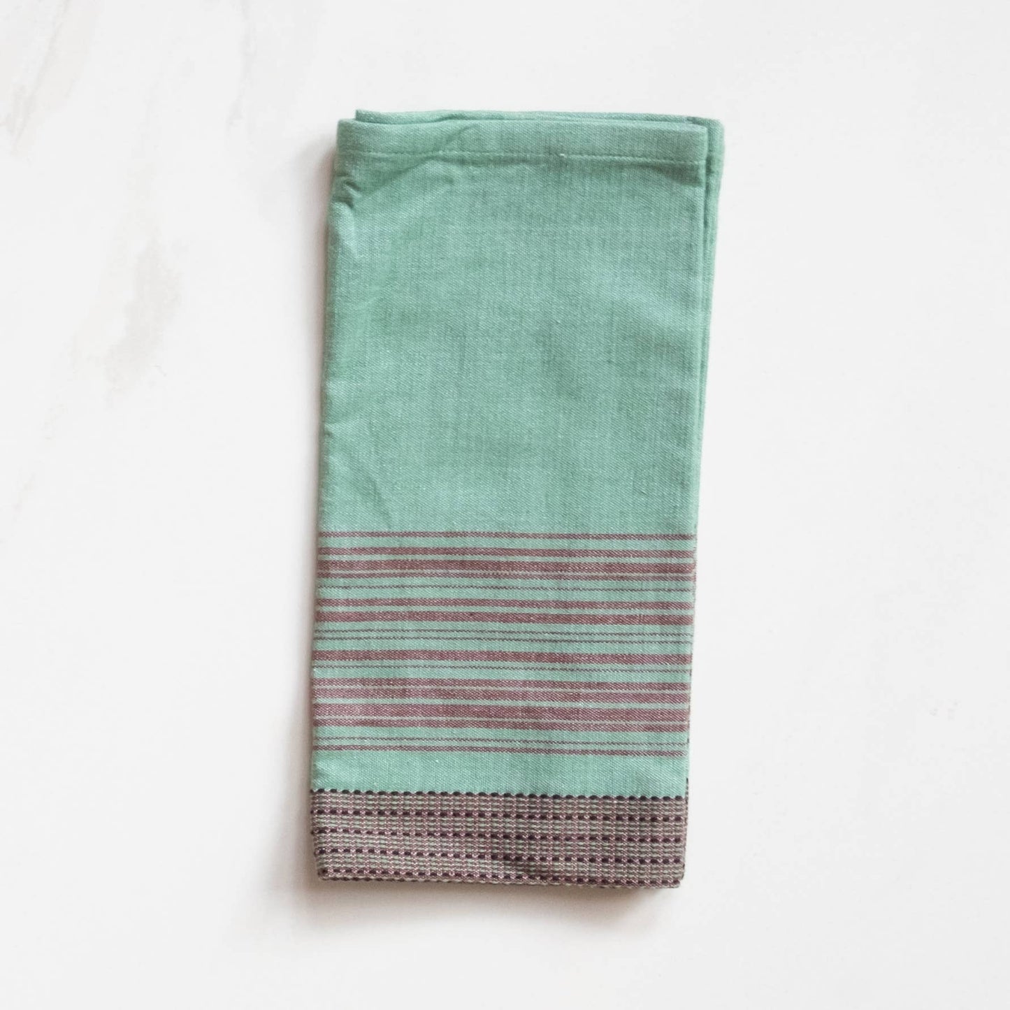 Teal with Brown Stripes Cotton Dinner Napkin, Set of 4