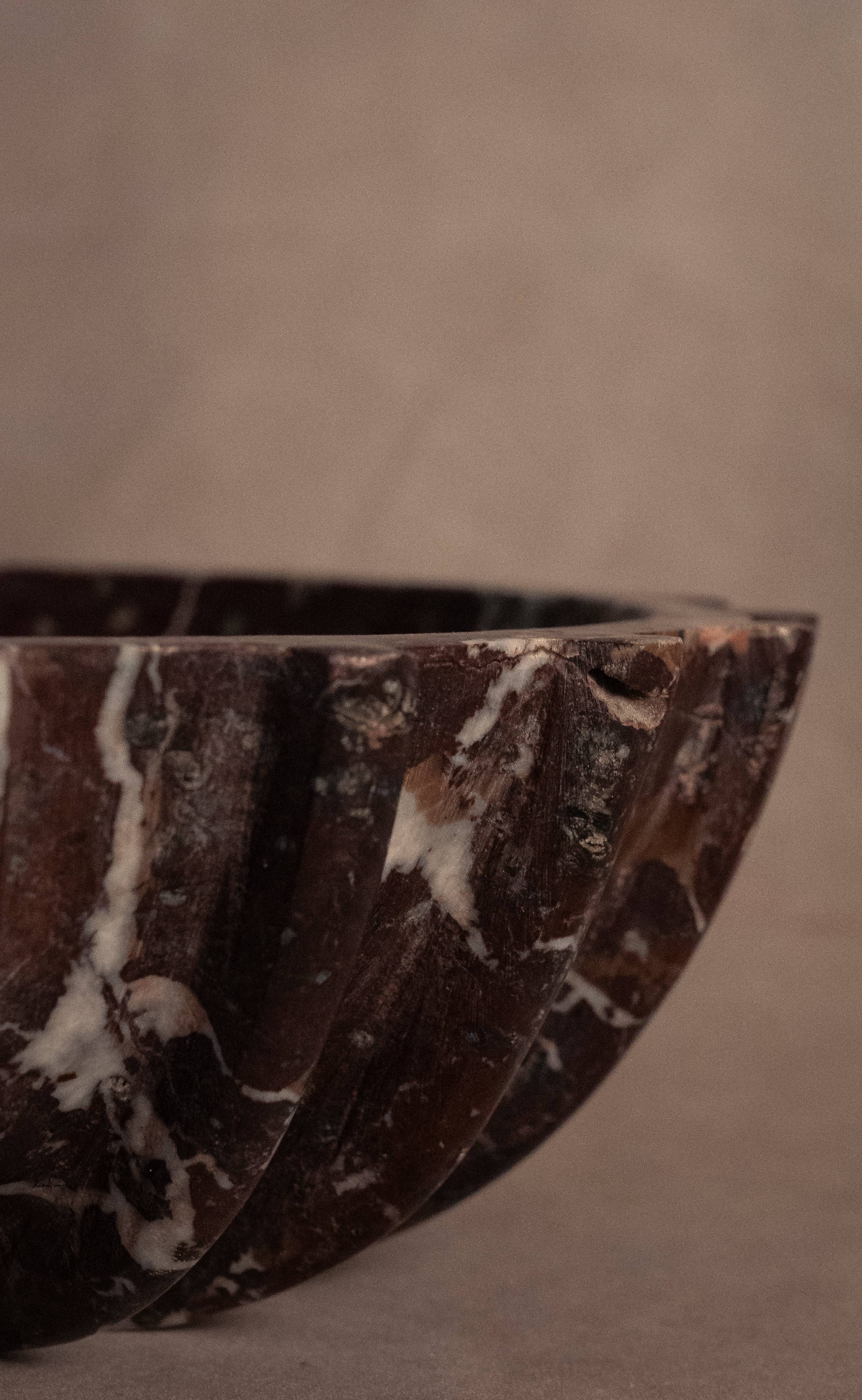 Signature Pleated Bowl - Red Zebra - Marble
