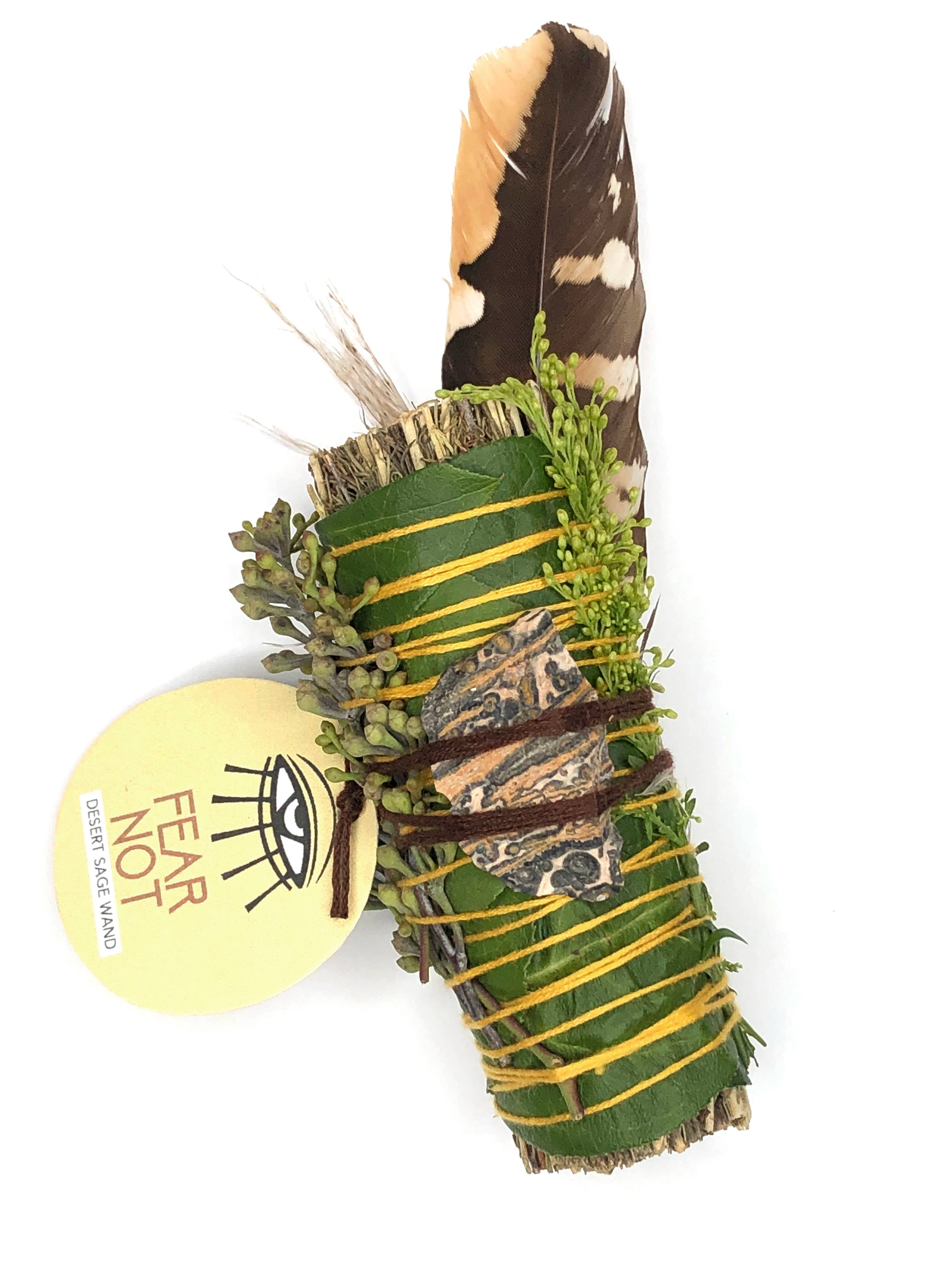 'Fear Not' Desert Sage Smudge + Leopardskin Jasper  (4 in.)