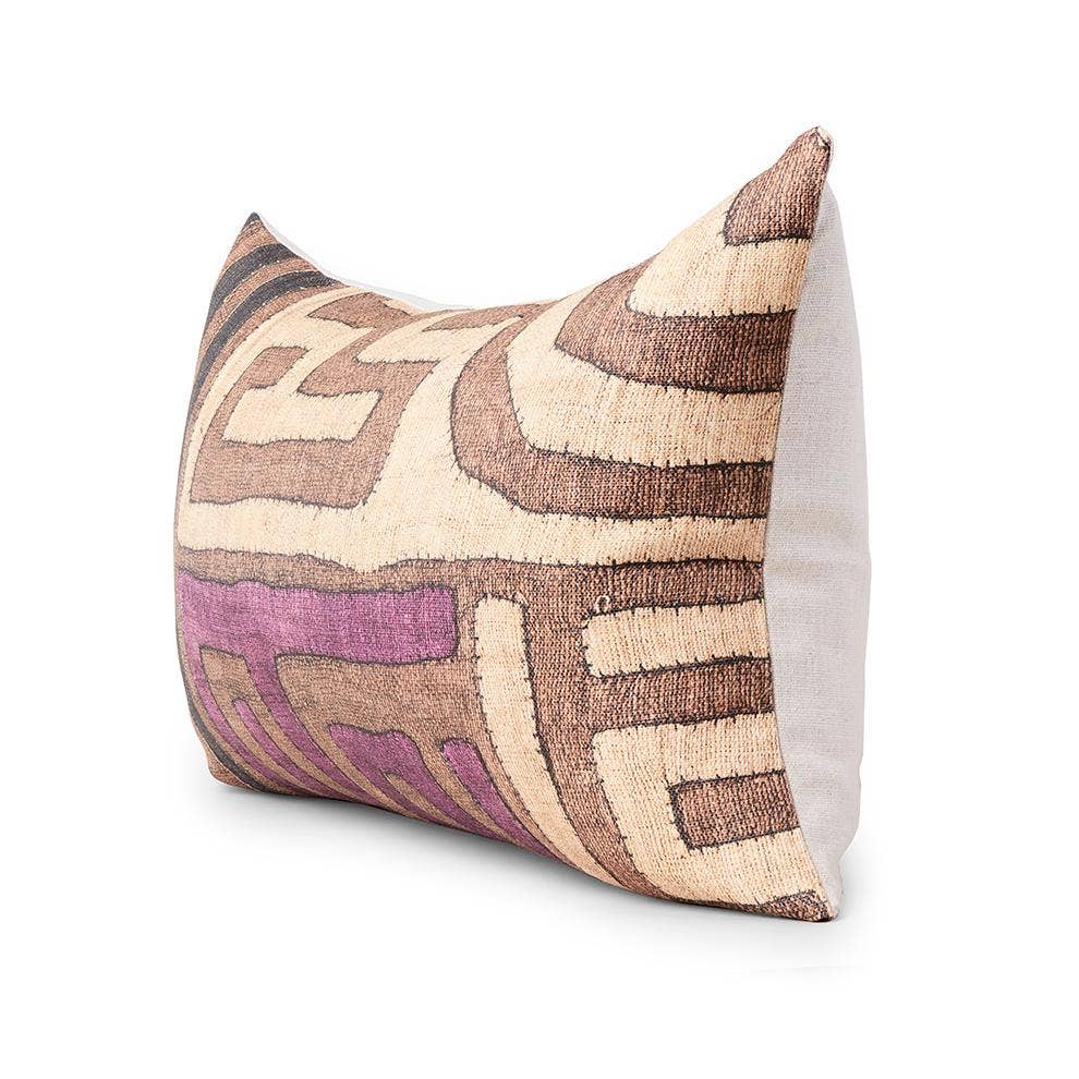 Plum Patchwork Kuba Cloth Pillow