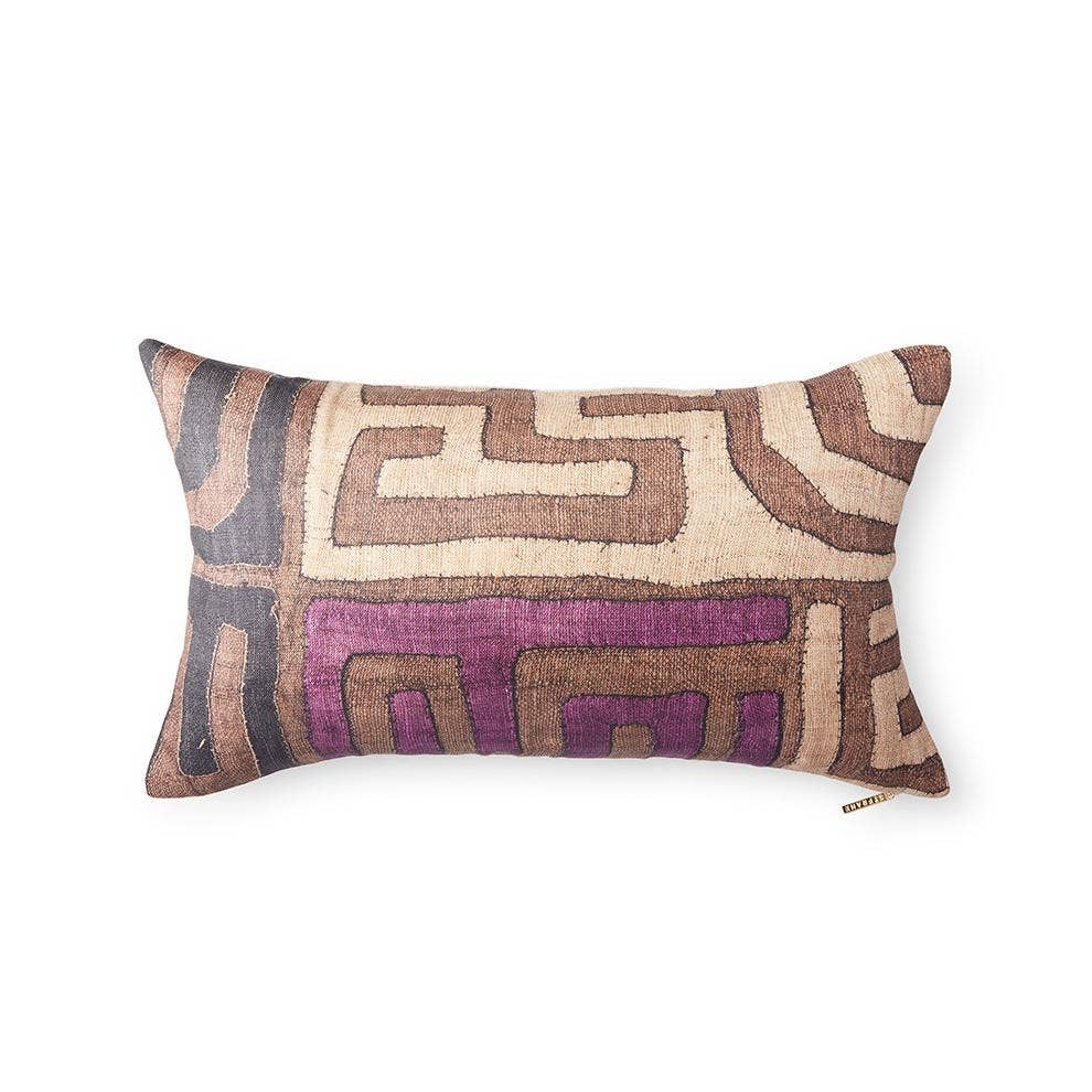 Plum Patchwork Kuba Cloth Pillow