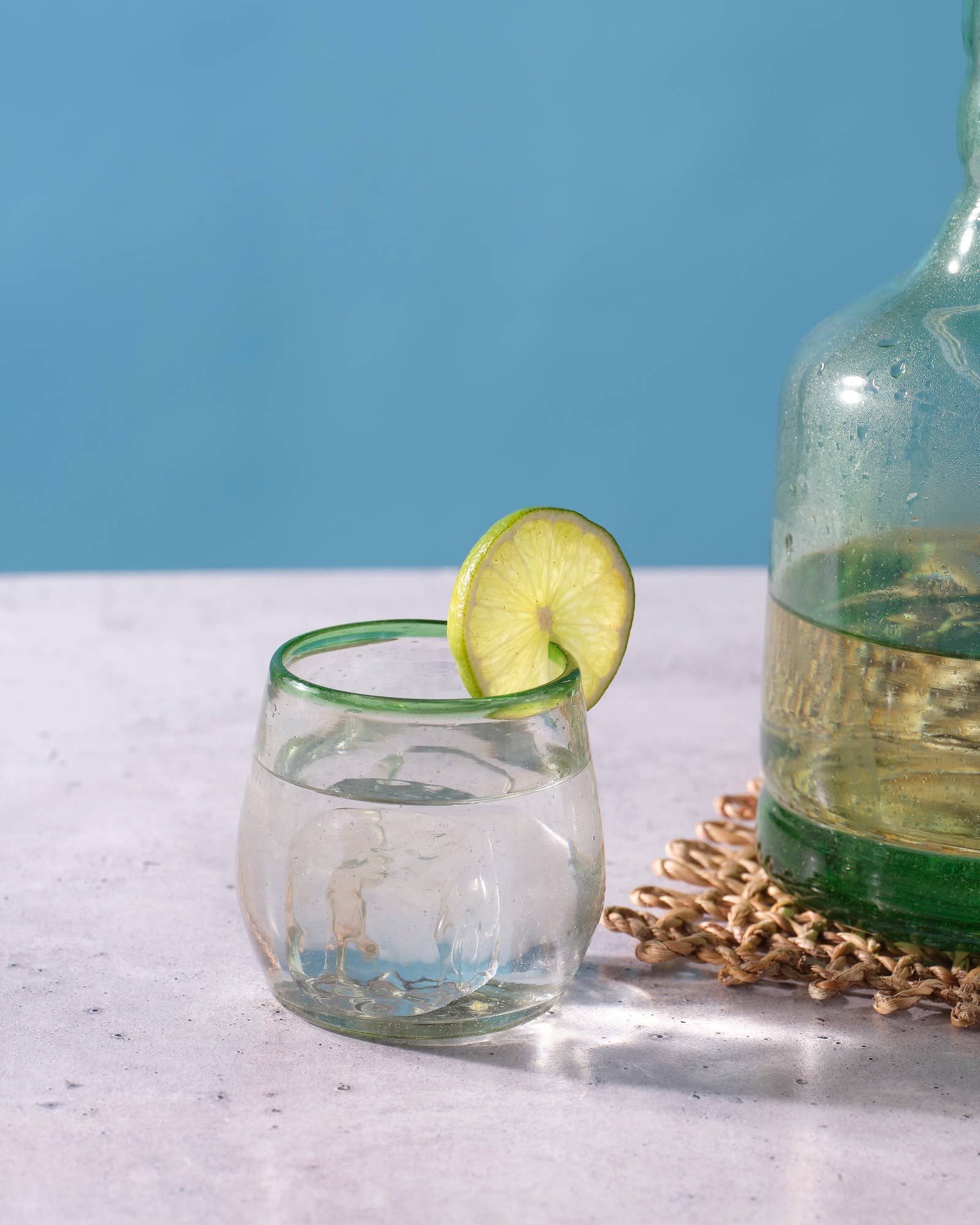 Green Rim Roly Stemless Wine Glass | Barware | Glassware