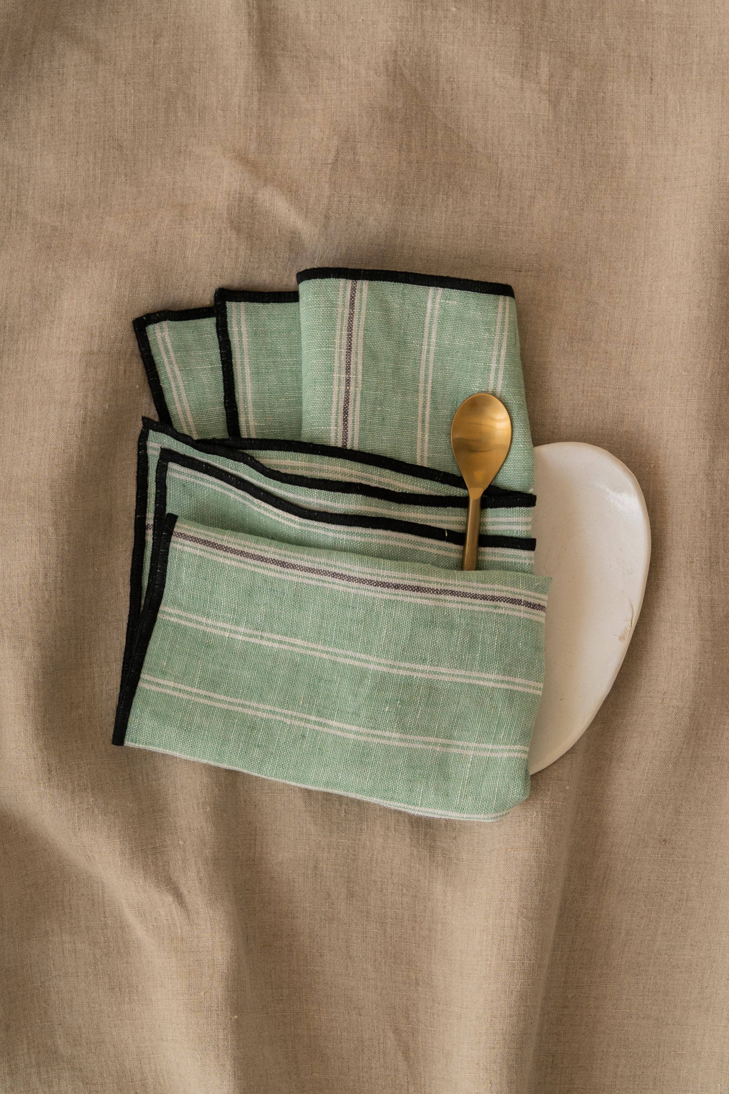 Althea Linen Napkin –  Althea Green / Set of 2 - 10"x10"