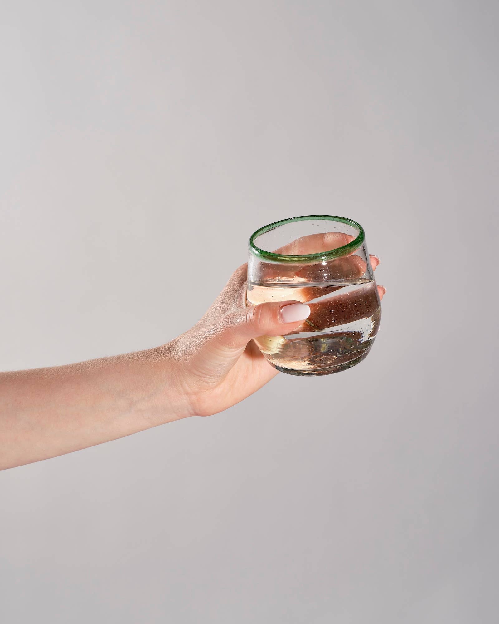 Green Rim Roly Stemless Wine Glass | Barware | Glassware