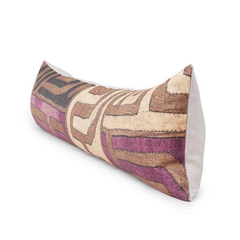 Plum Patchwork Kuba Cloth Pillow