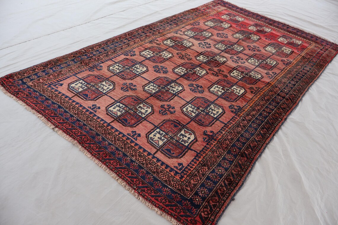 1940s Antique 4x7 ft Afghan Ersari Rug