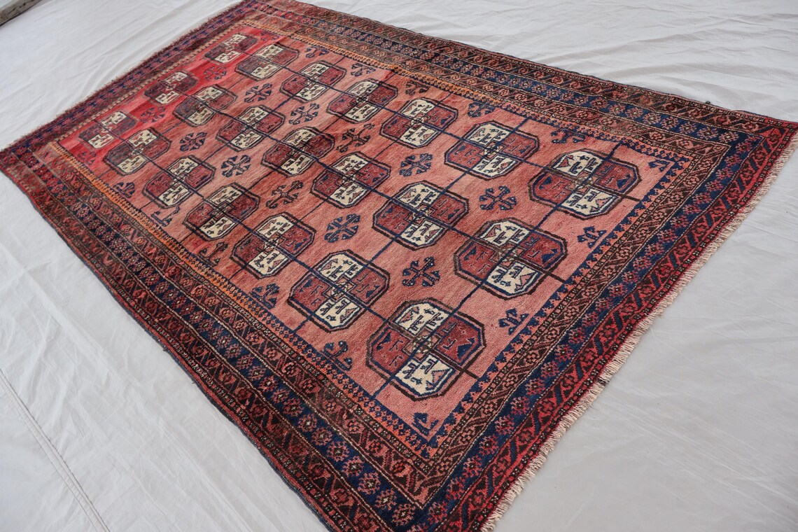 1940s Antique 4x7 ft Afghan Ersari Rug