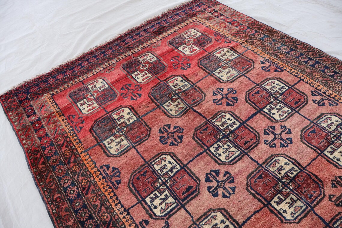 1940s Antique 4x7 ft Afghan Ersari Rug