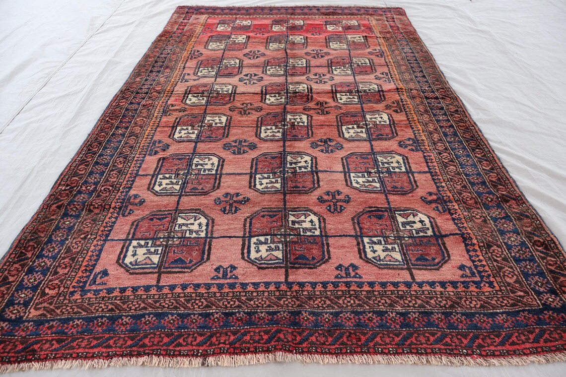 1940s Antique 4x7 ft Afghan Ersari Rug