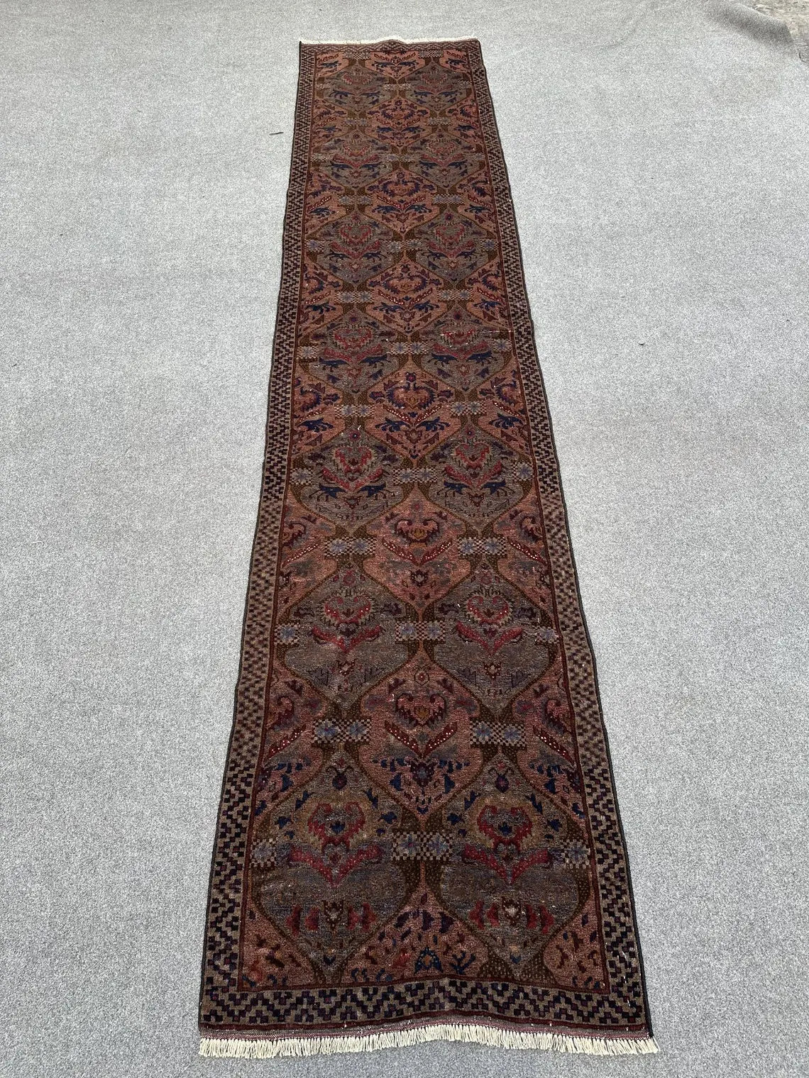 2.7 x 11.6 Ft Vintage Baluch Dark rug runner