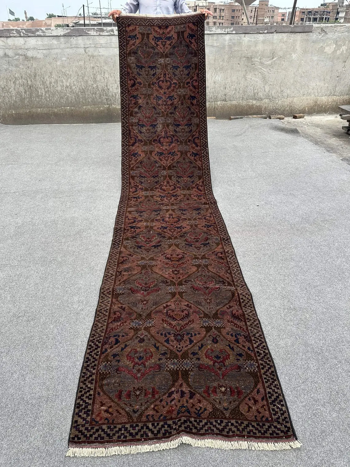 2.7 x 11.6 Ft Vintage Baluch Dark rug runner