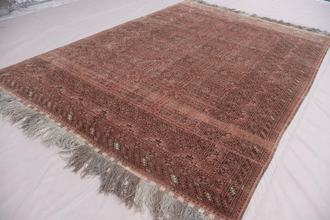 7x10 Terracotta Large Vintage Faded Rug