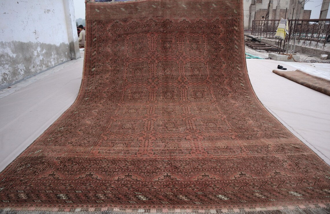 7x10 Terracotta Large Vintage Faded Rug