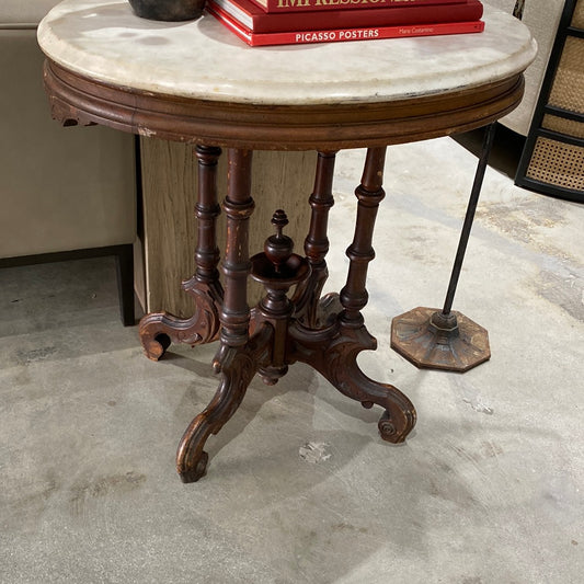 Wood and marble entry table