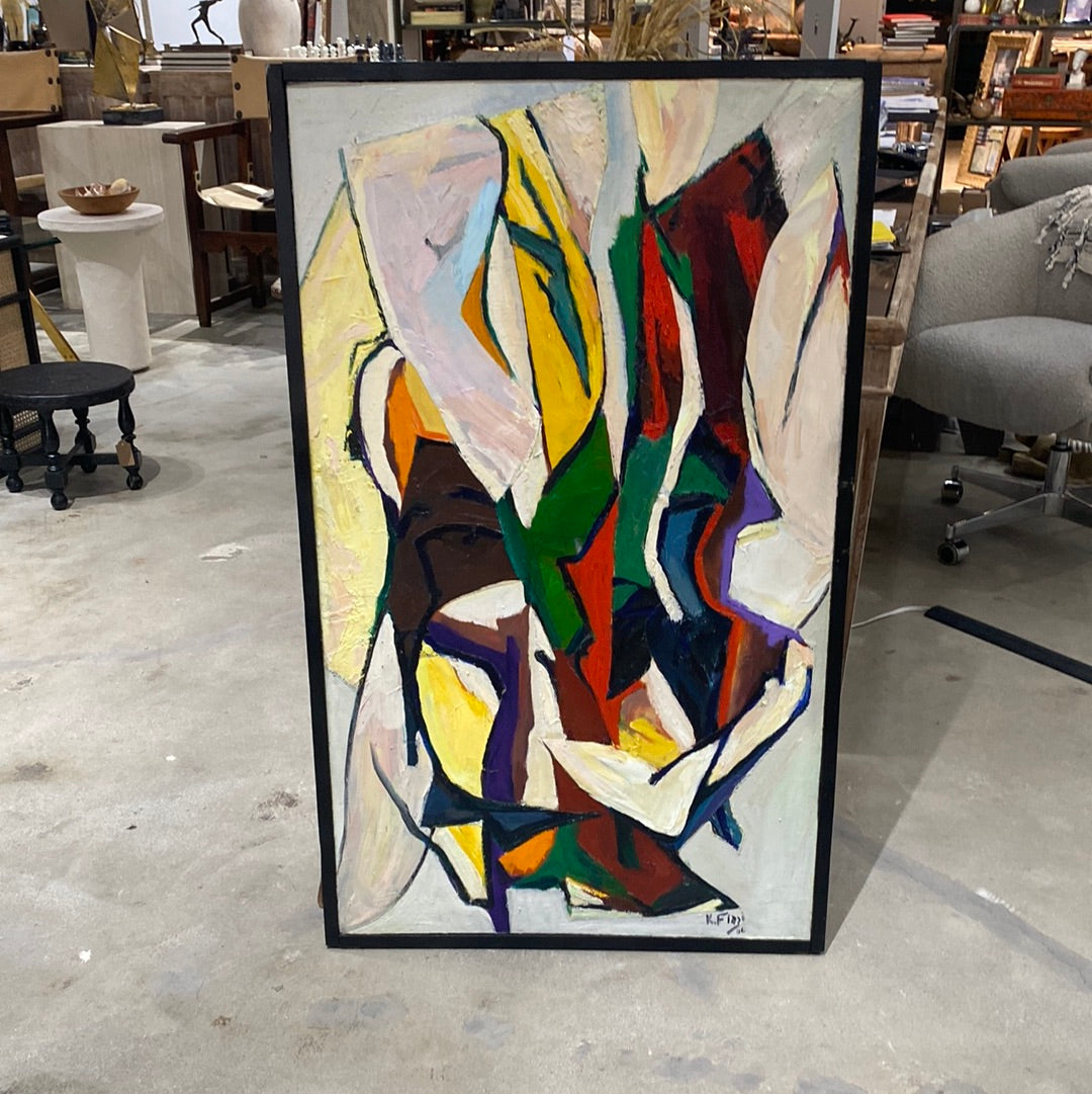 Abstract mixed Media with red