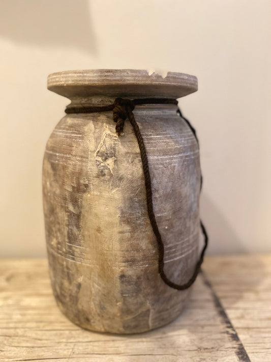 Carved Wood Pot