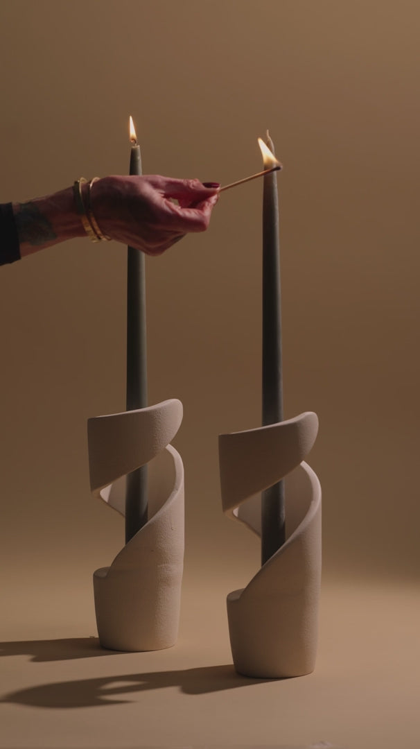 Nadine Candleholder - set of 2 Raw Noir