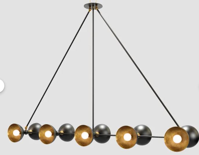 Mid Century Style 10 Lights Shade Sputnik Brass Chandelier Light