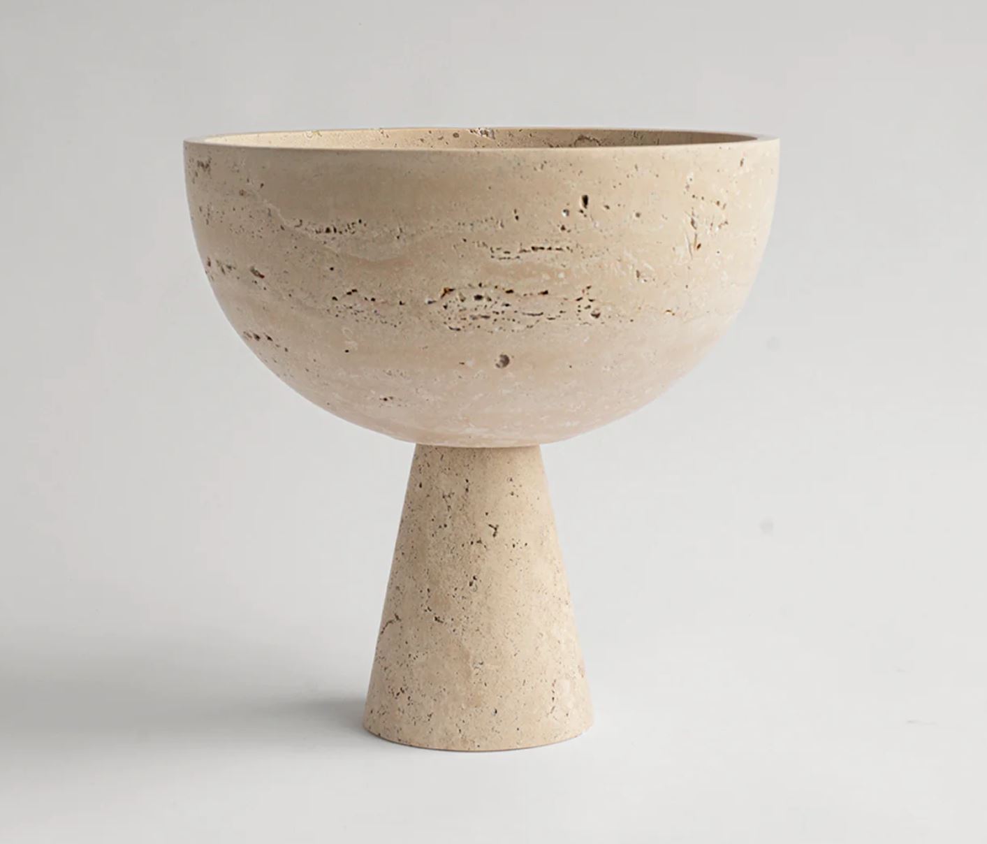 Travertine Pedestal Bowl Large