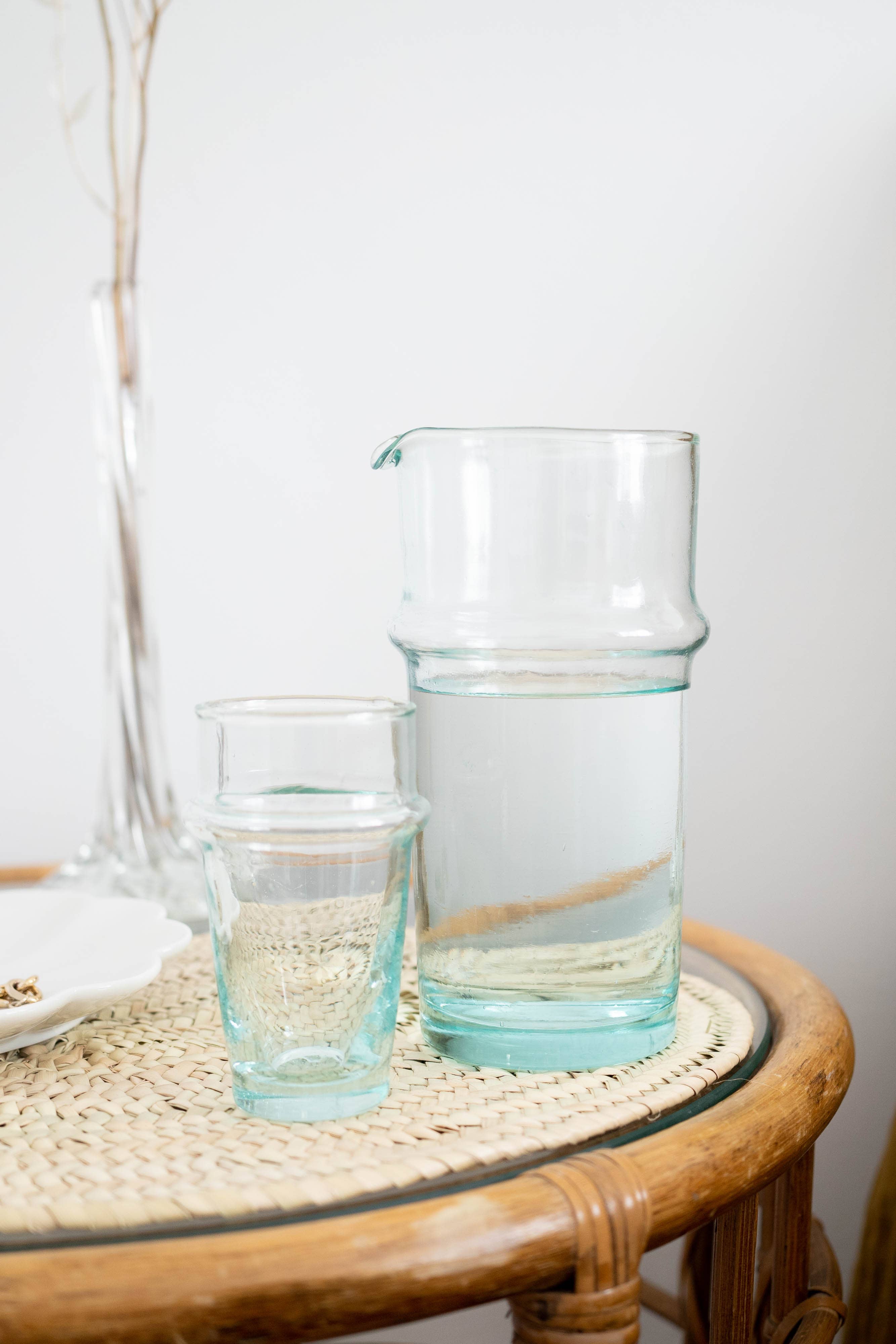 Moroccan Beldi Pitcher - Hand blown recycled glass