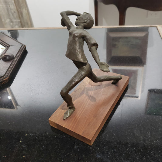 Bronze on wood base sculpture