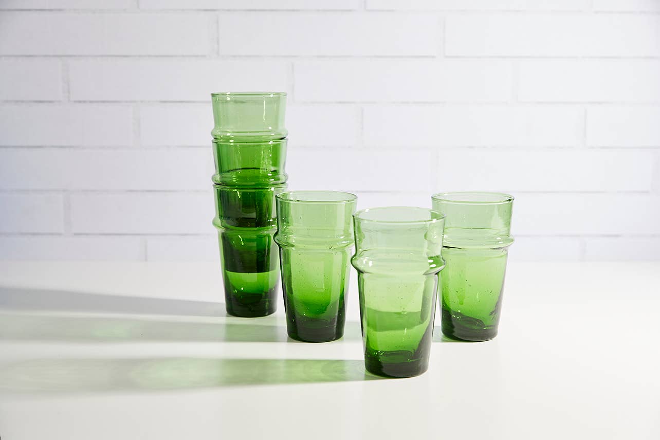 Moroccan Beldi Glassware - Green