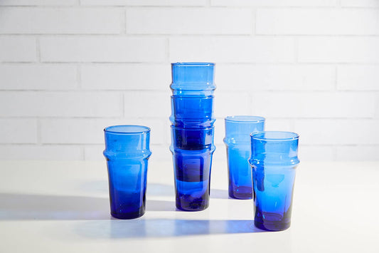 Moroccan Beldi Glassware - Blue